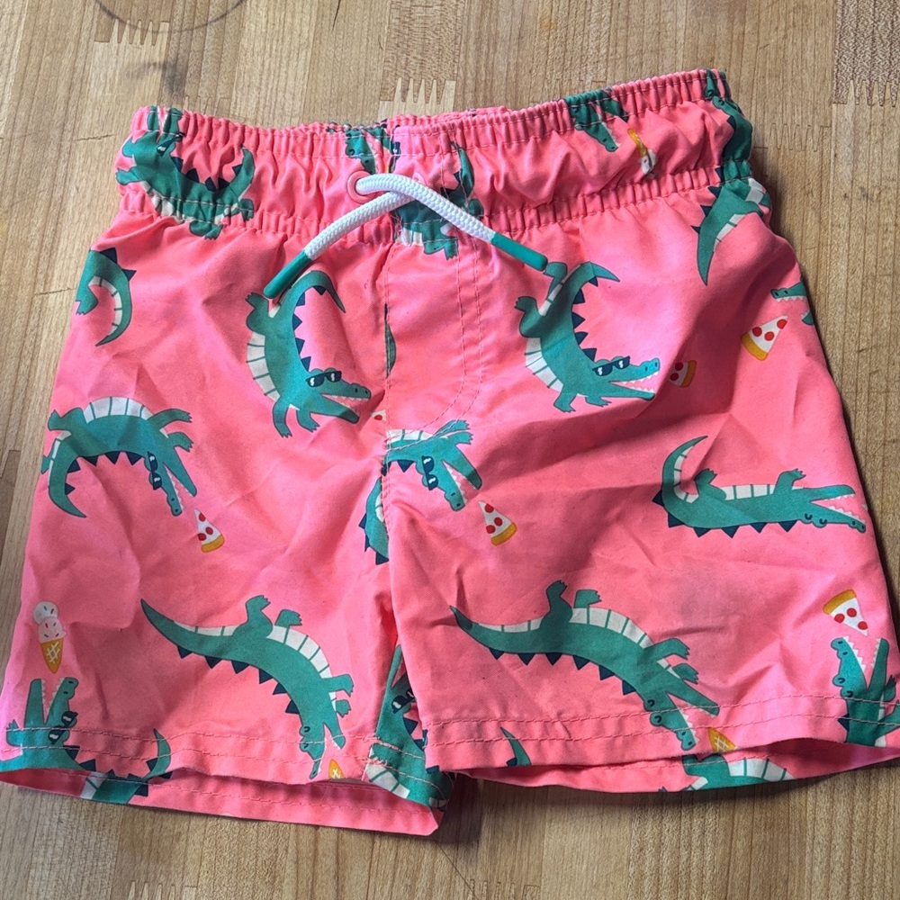 Cat & Jack Pink Crocodile Print Swim Shorts, 12M